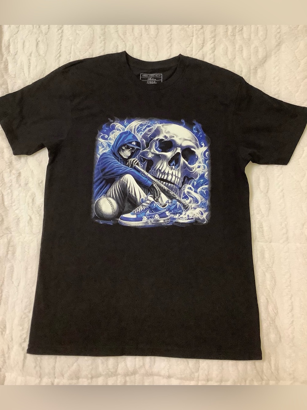 Black, Graphic Skull Dodgers Tee - Men's Casual Shirt